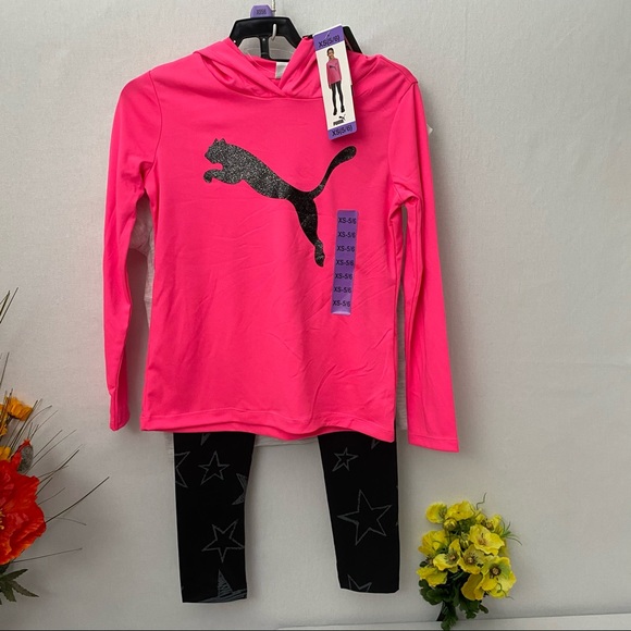 Puma girl’s 3 piece long sleeve hooded-shirt-pants - Picture 1 of 6